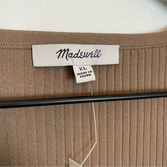 Madewell Ottoman Crop Sweater NL209 Umber Brown Ribbed Fitted - Picture 6 of 9